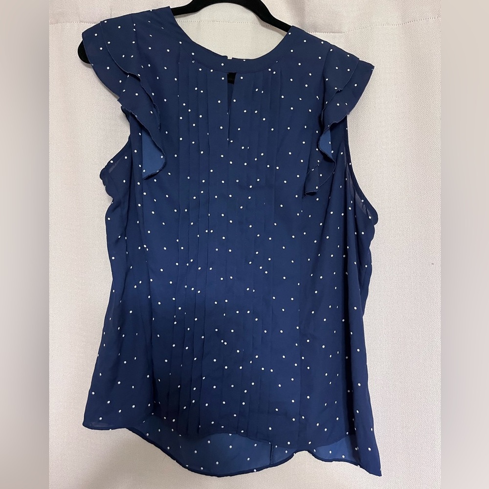 Blue Polka Dot Flutter Sleeve Top